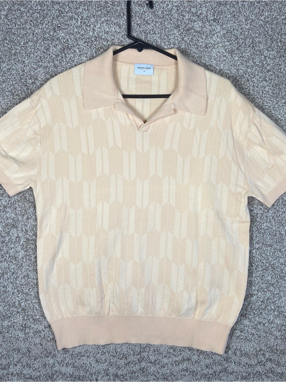 Akashi Kama Ojii Knit Polo Shirt Mens Small Short Sleeve Slim Japanese